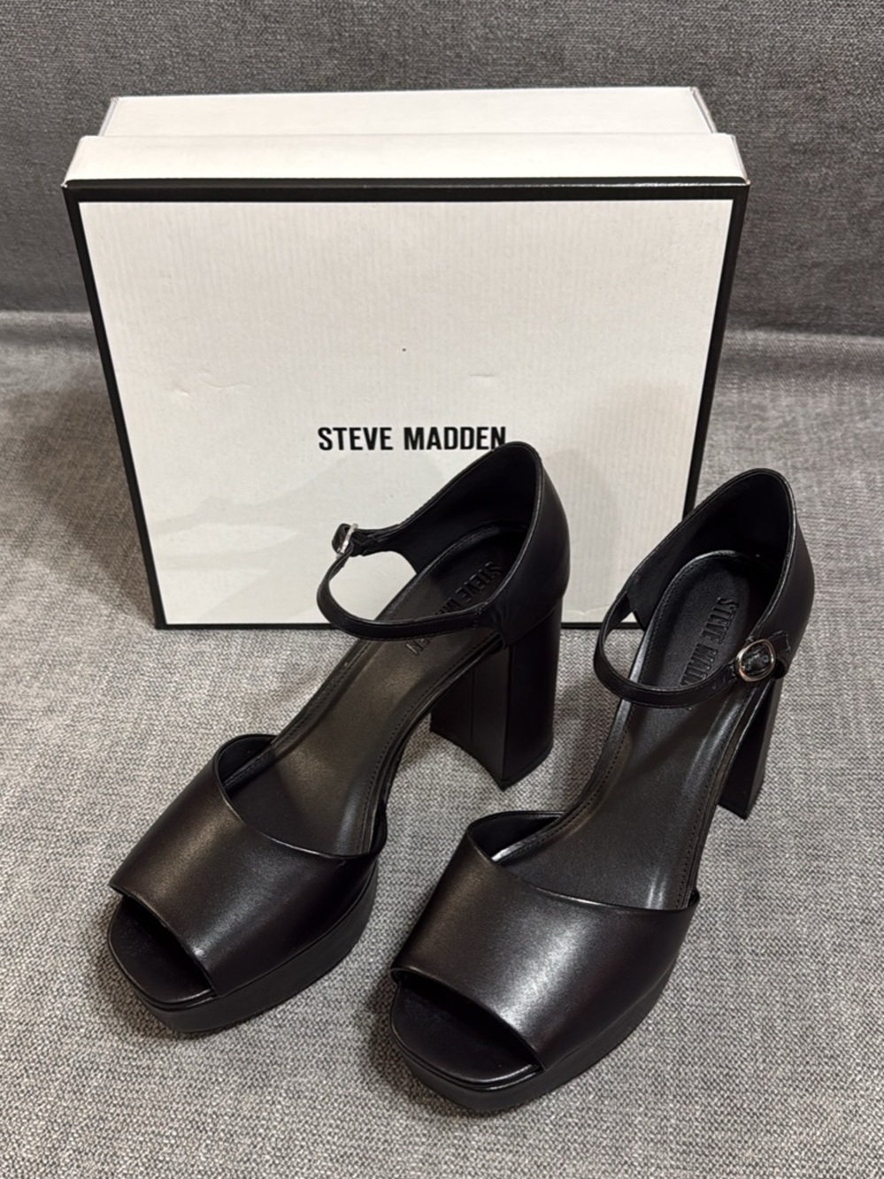 Steve Madden Black Chunky Platform Mary Jane Heels